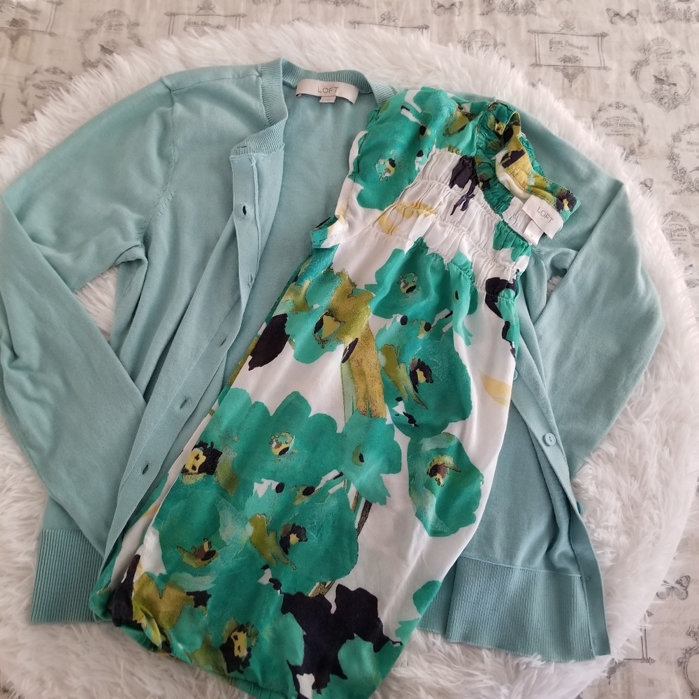Loft 2pc shirt and cardigan set